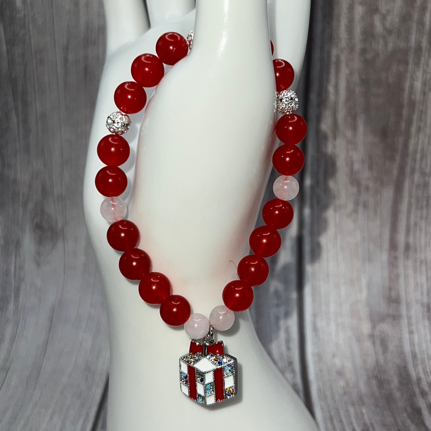 Chalcedony and Jade Bracelet with Gift Charm