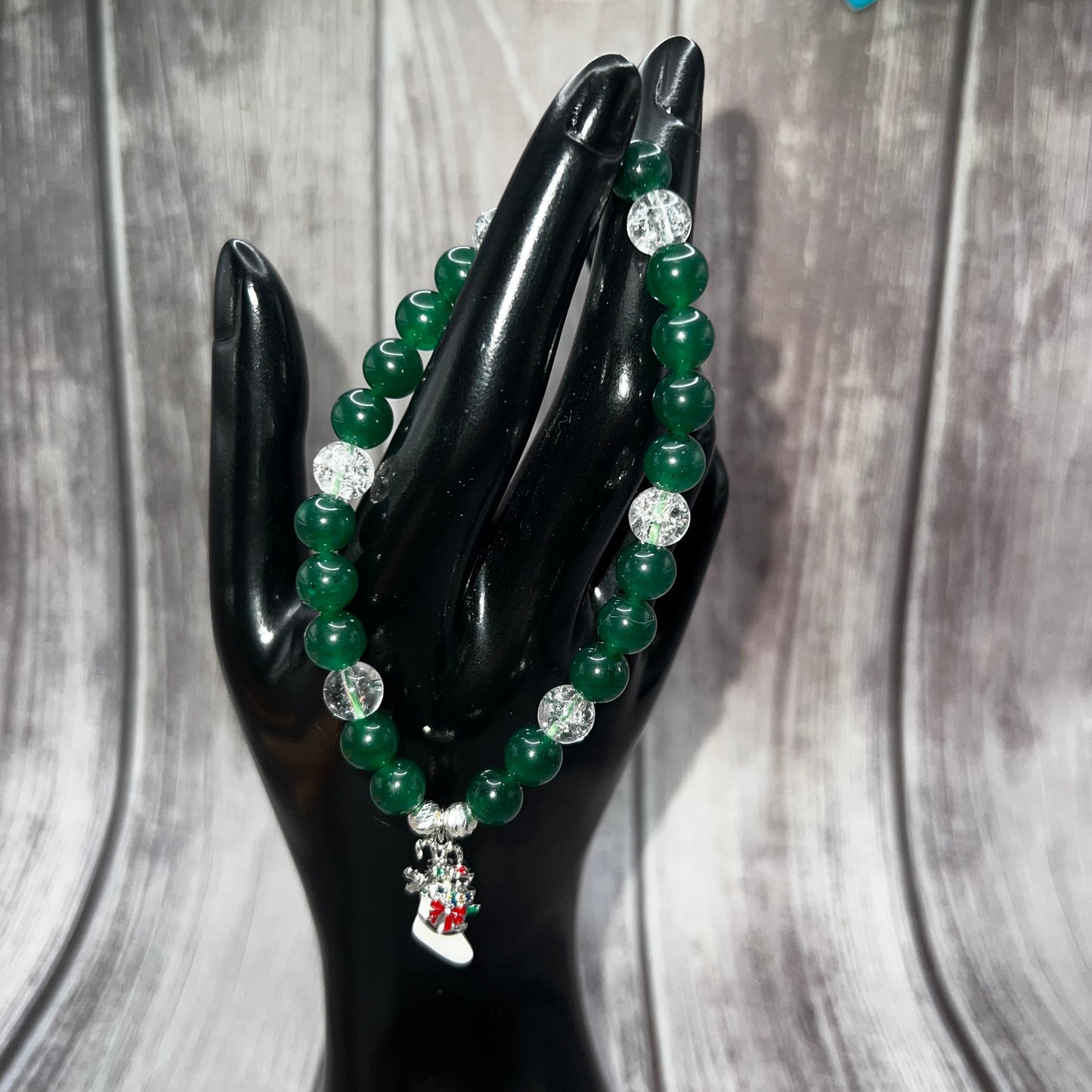 Green Chalcedony with Stocking Charm Bracelet