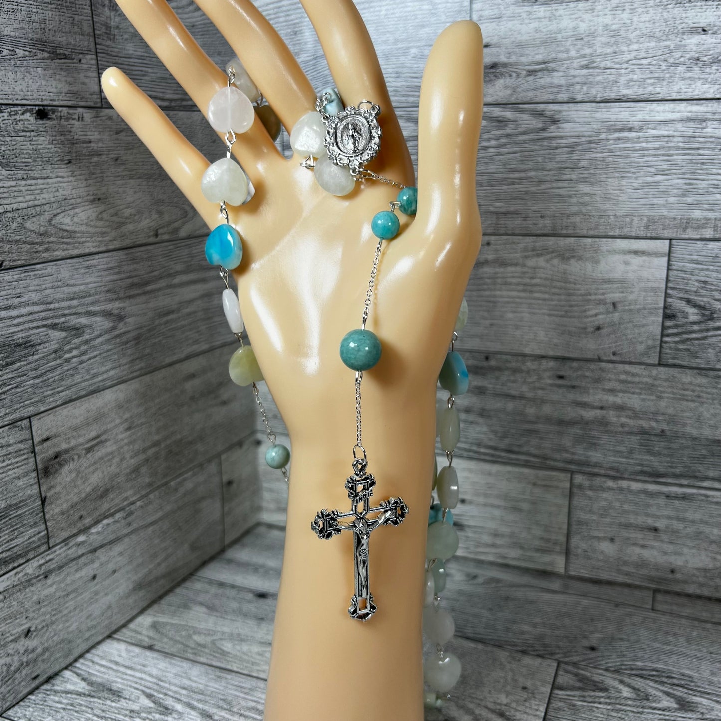Hemimorphite and Amazonite Rosary