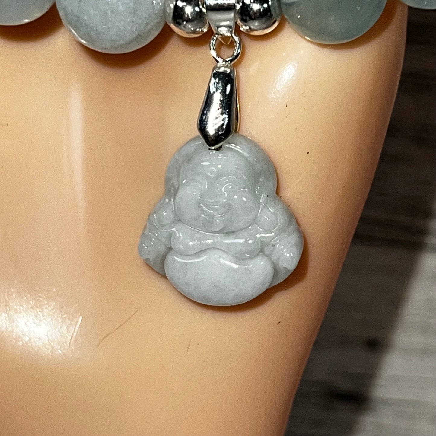 Aquamarine Stretch Bracelet With Jade Charm