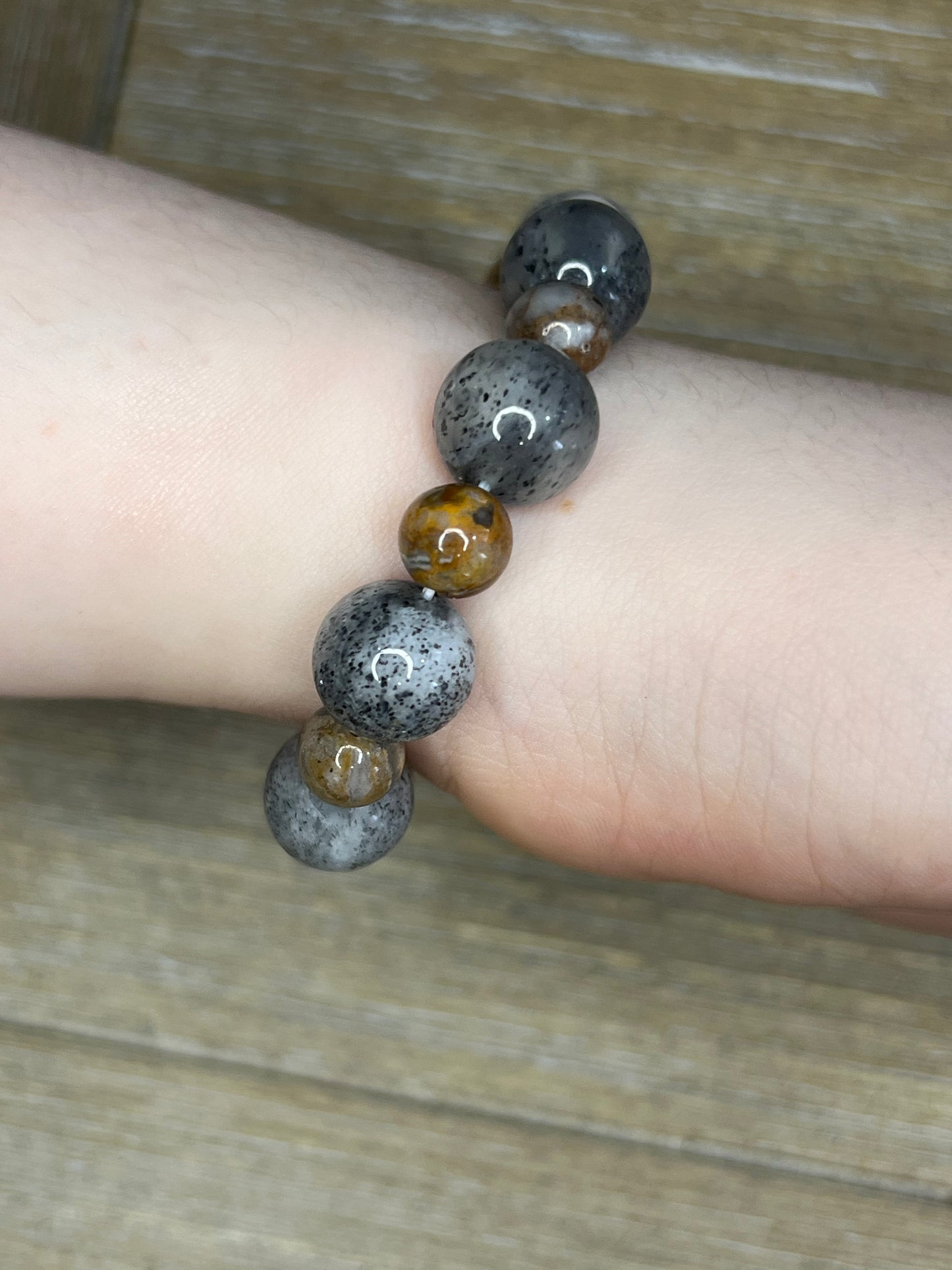 'Hope' Silver Leaf Jasper Bracelet