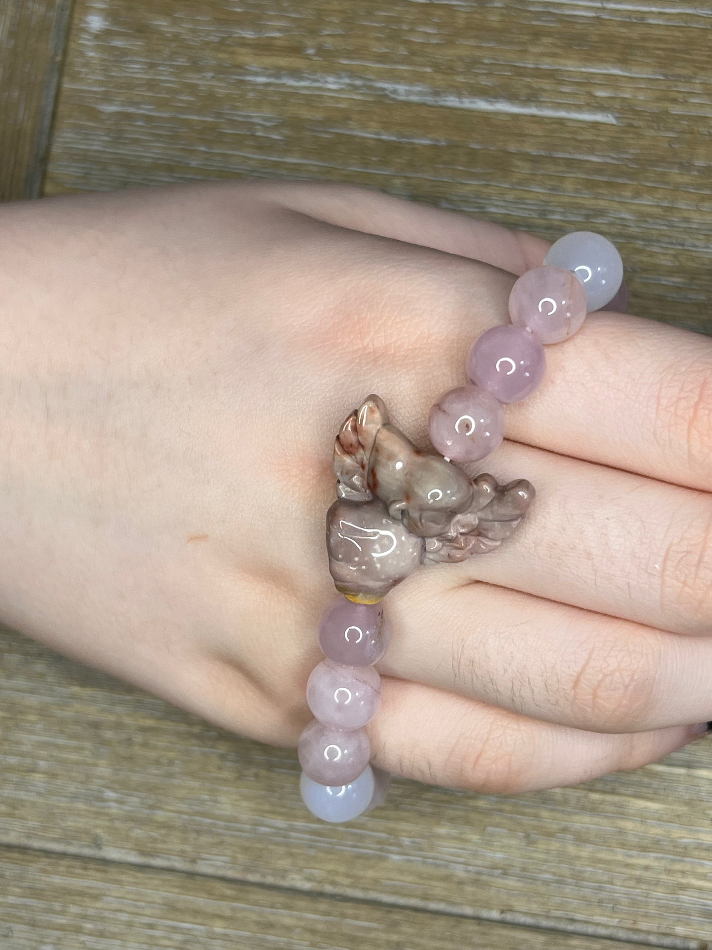 Rose Quartz With Alashan Angel