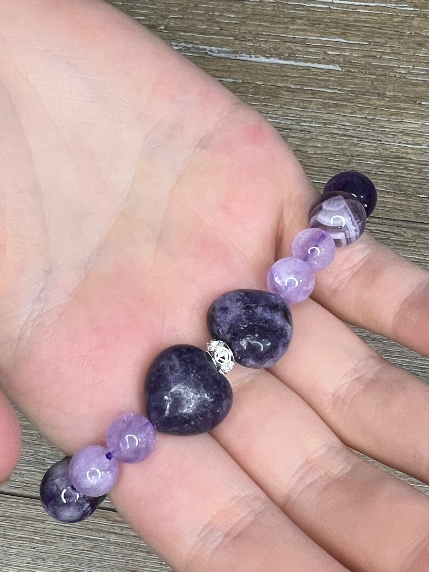 Chevron Amethyst and Lavender Lepidolite Bracelet