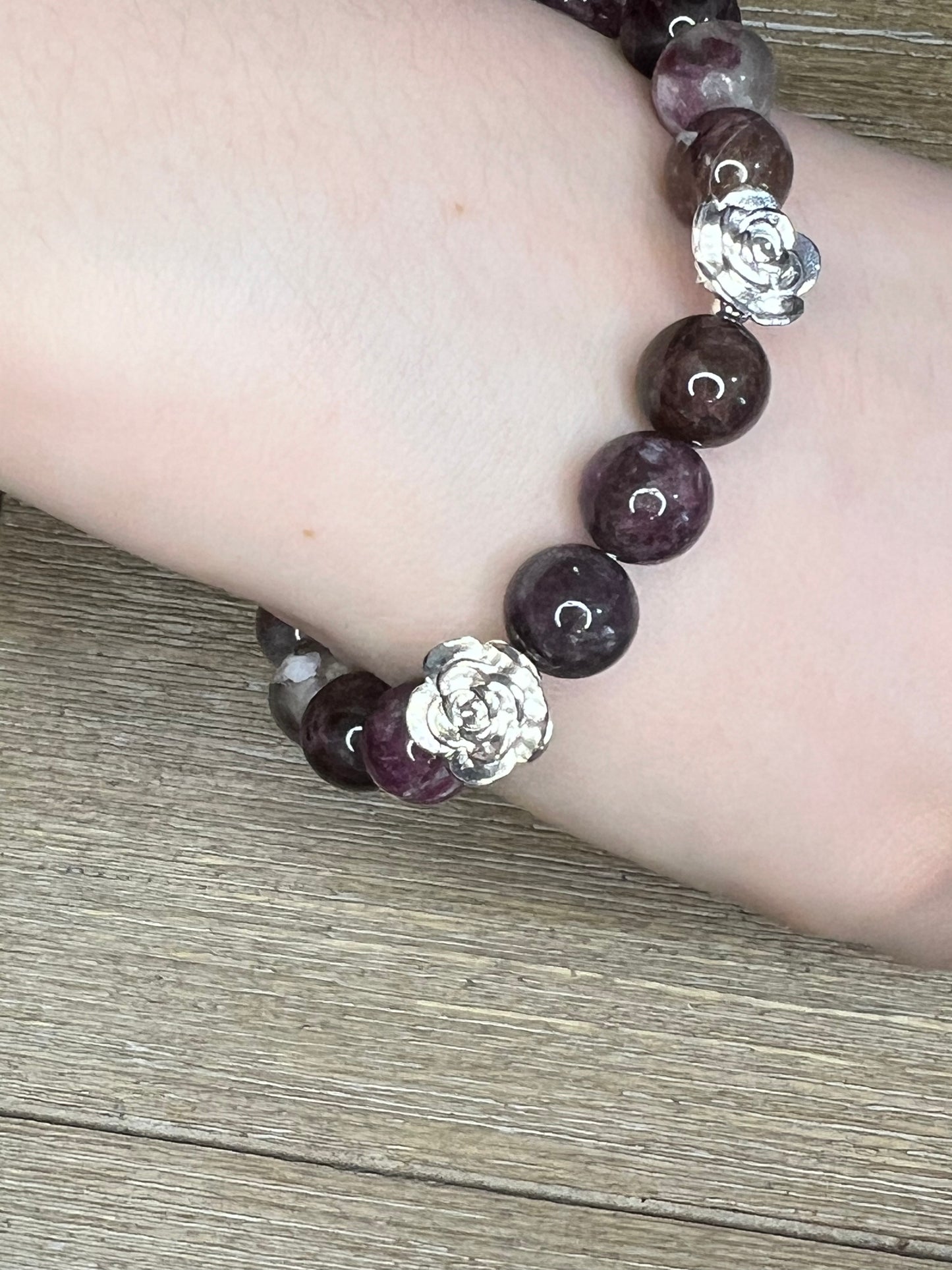 Rare Purple Mica with .925 Sterling Silver Flowers
