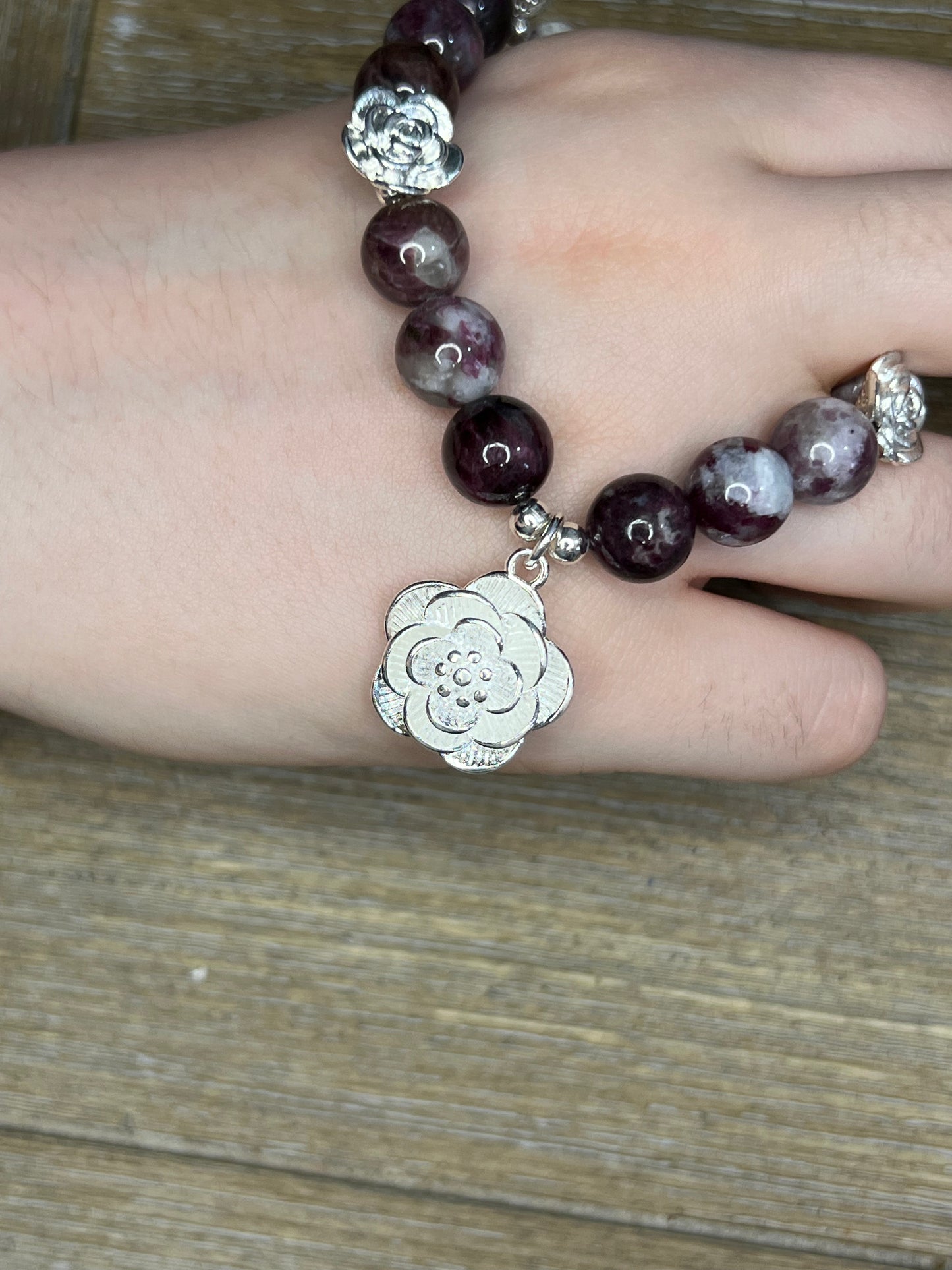 Rare Purple Mica with .925 Sterling Silver Flowers