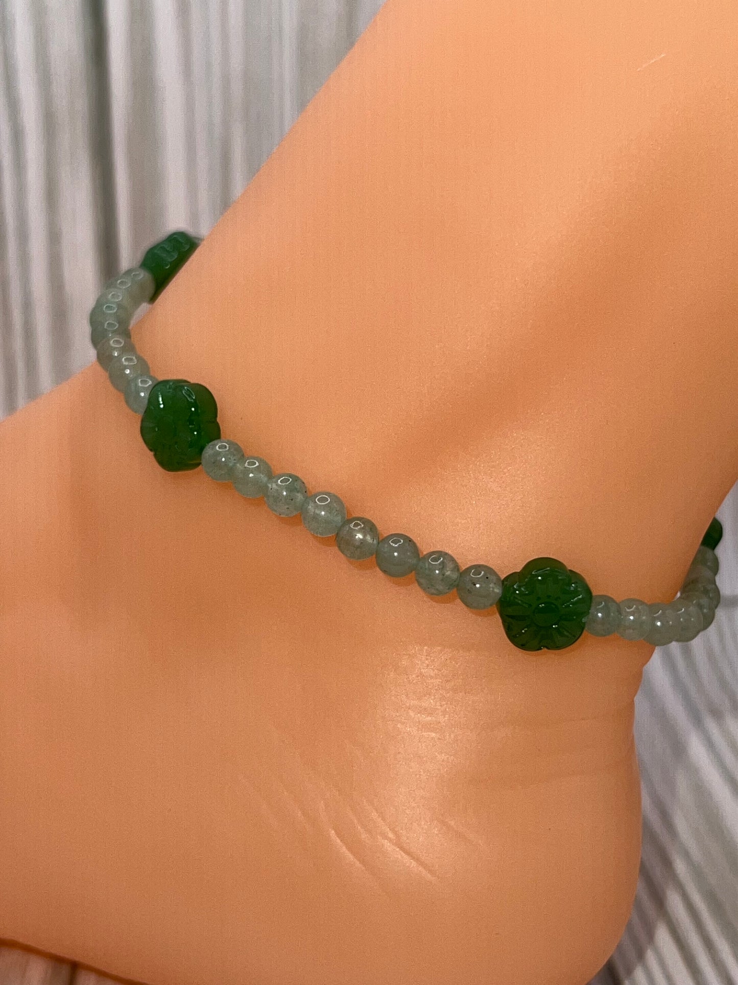 Flowery Green Aventurine Anklet