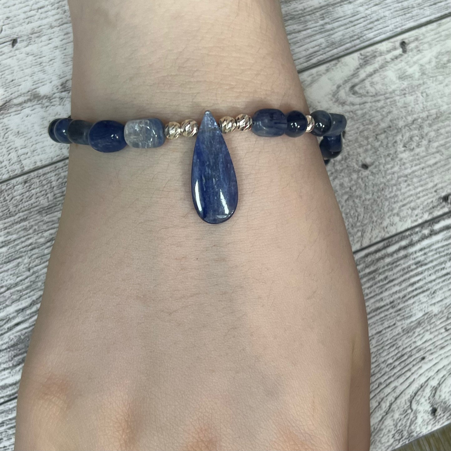 AAA Kyanite 8" Bracelet with Kyanite Teardrop
