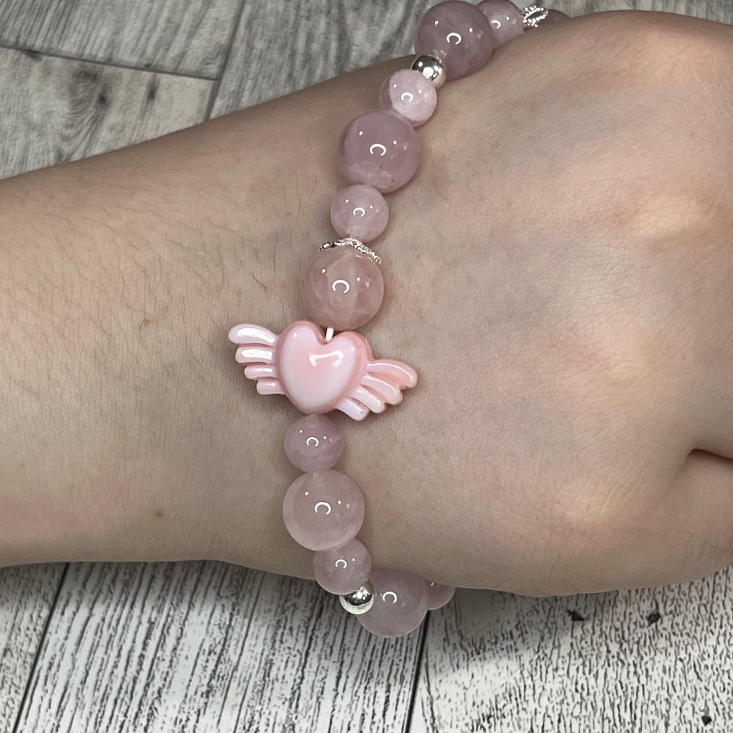 Heart's Aflutter Madagascar Rose Quartz Bracelet