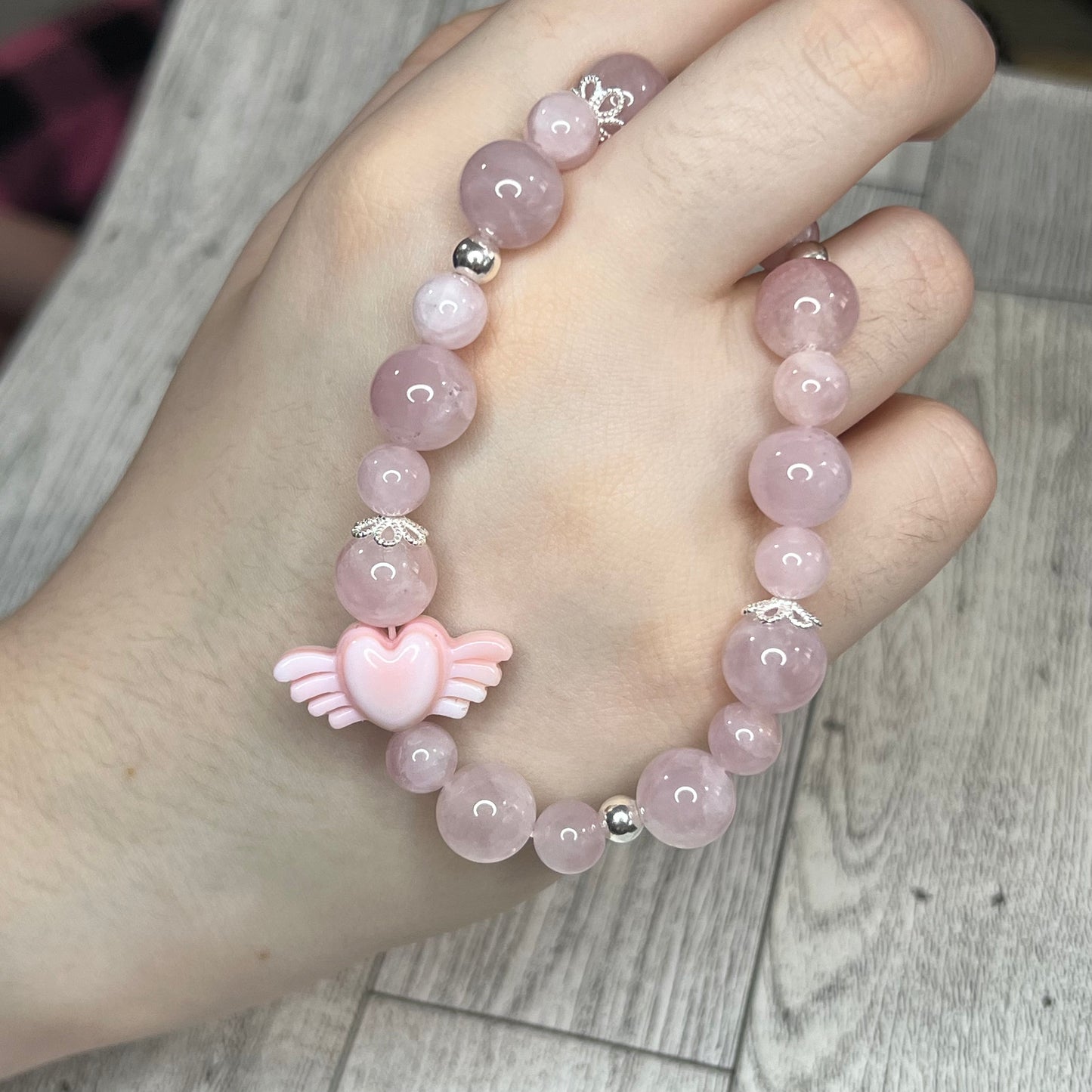 Heart's Aflutter Madagascar Rose Quartz Bracelet