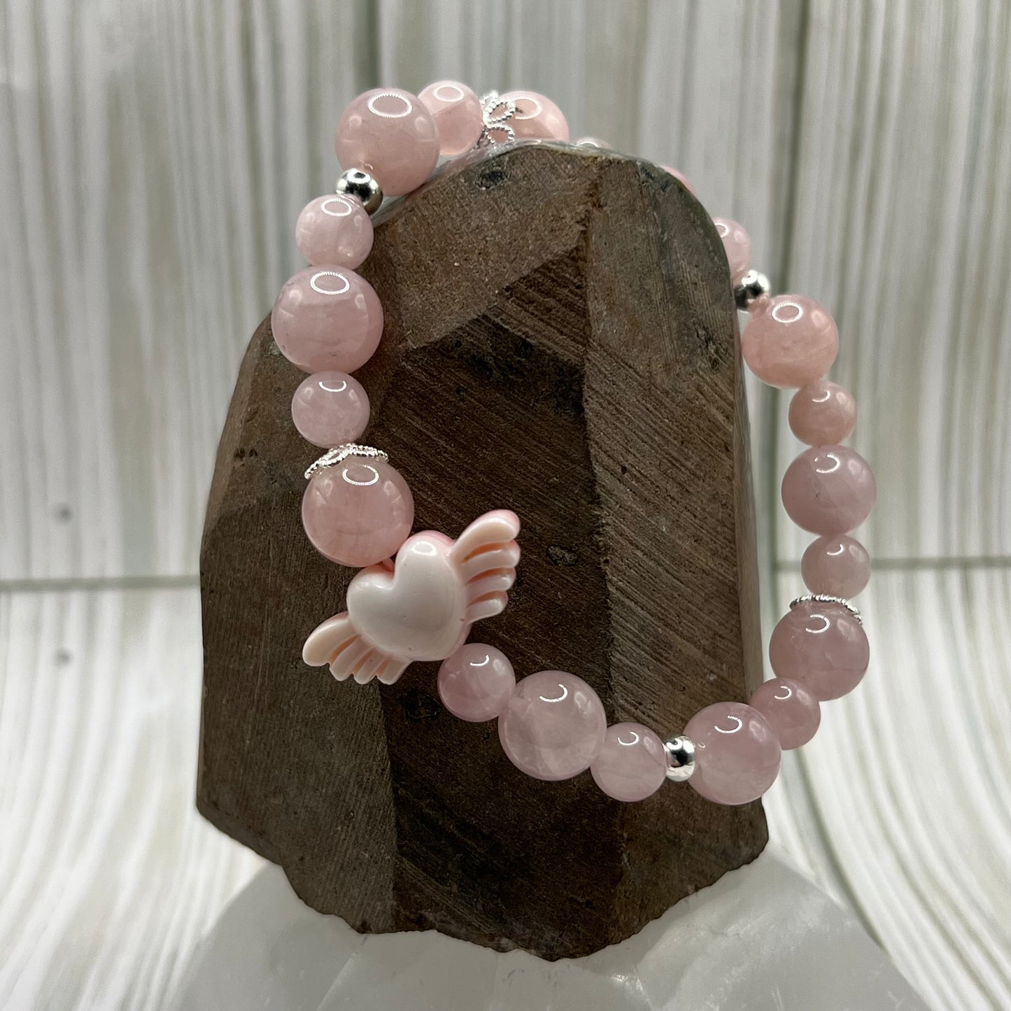 Heart's Aflutter Madagascar Rose Quartz Bracelet