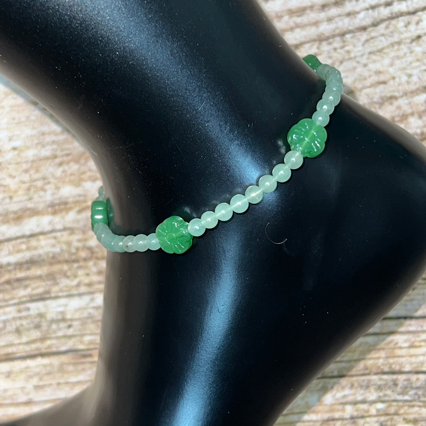 Flowery Green Aventurine Anklet