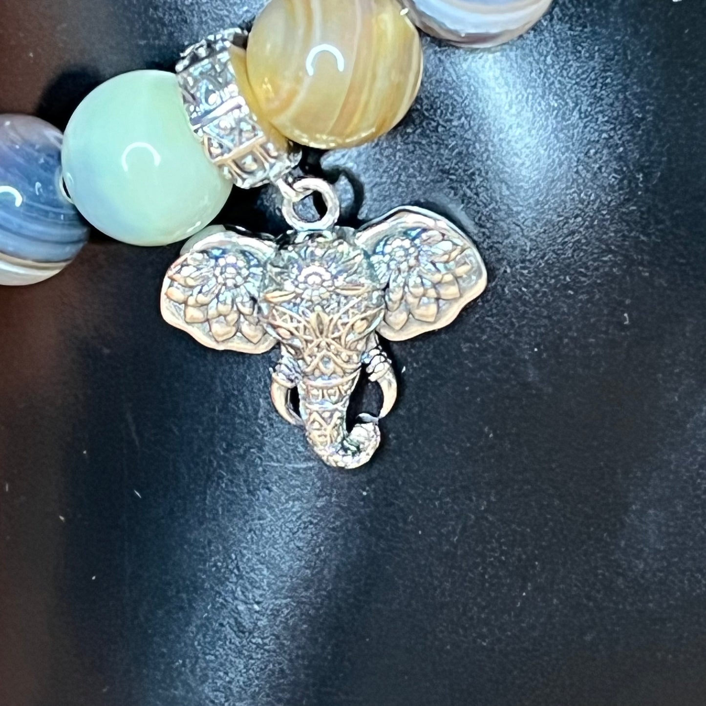 Take a Ride in Tibet Botswana Agate Anklet with Elephant Charm