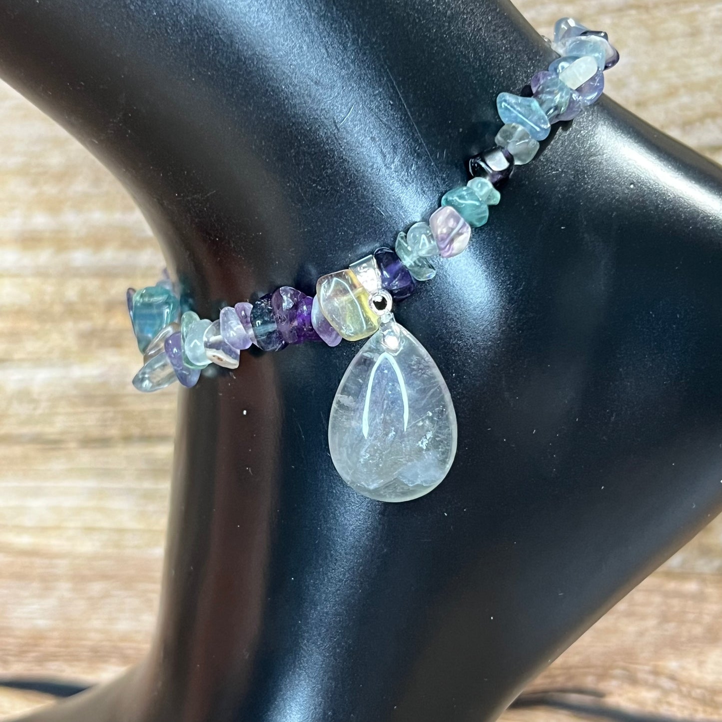 Colorful Fluorite Anklet with Fluorite Pendant