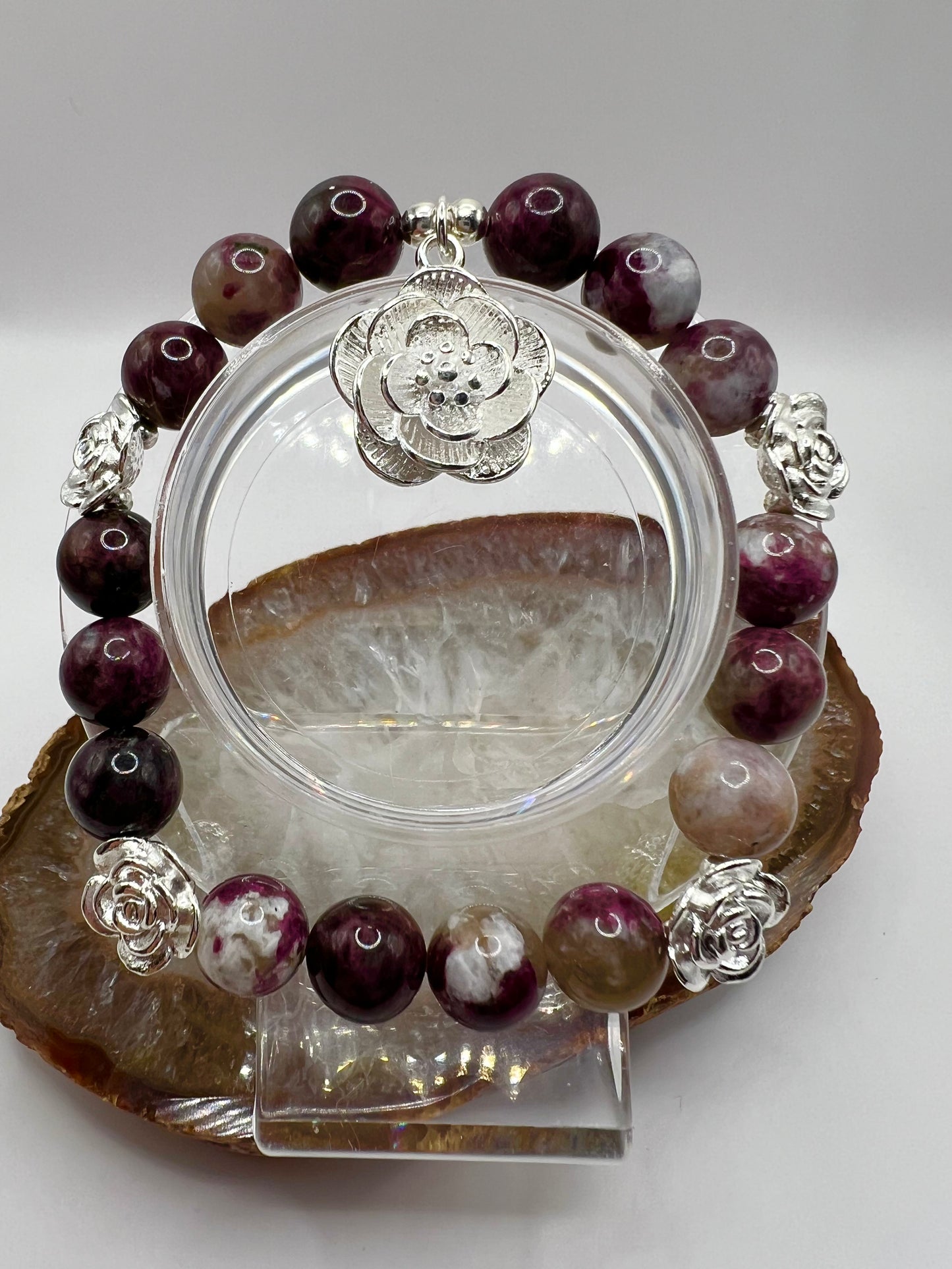 Rare Purple Mica with .925 Sterling Silver Flowers