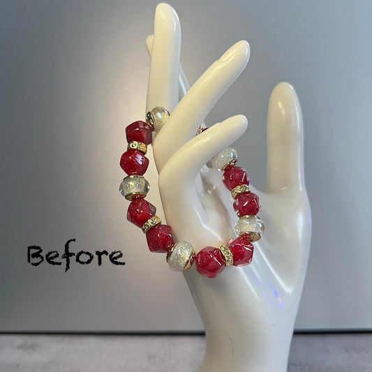 Deep Red and Iridescent Color Changing Stretch Bracelet