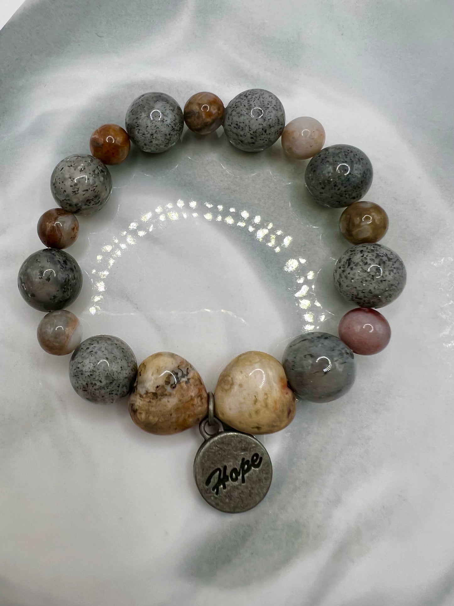 'Hope' Silver Leaf Jasper Bracelet