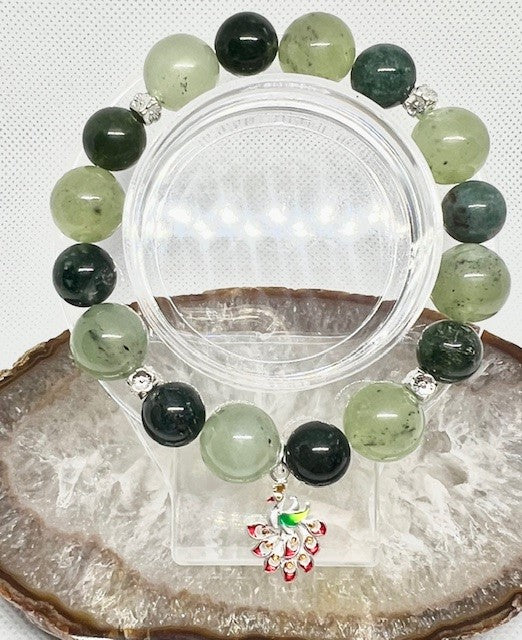 Prehenite and Green Jade Bracelet